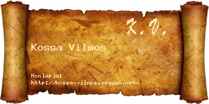Kossa Vilmos névjegykártya