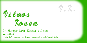 vilmos kossa business card